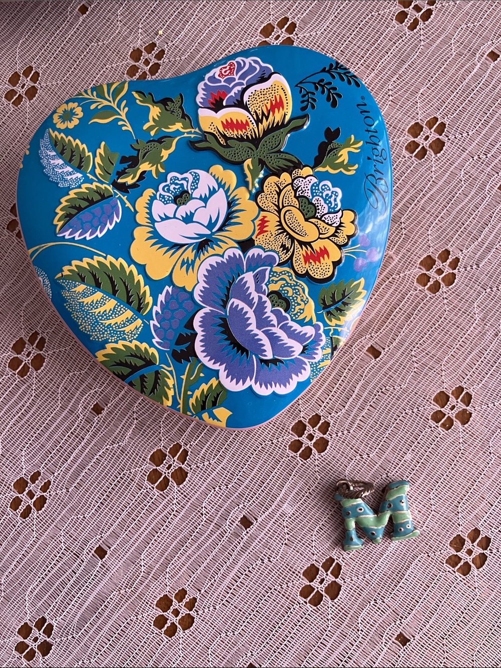 Brighton with Teal Enamel 'M' Charm